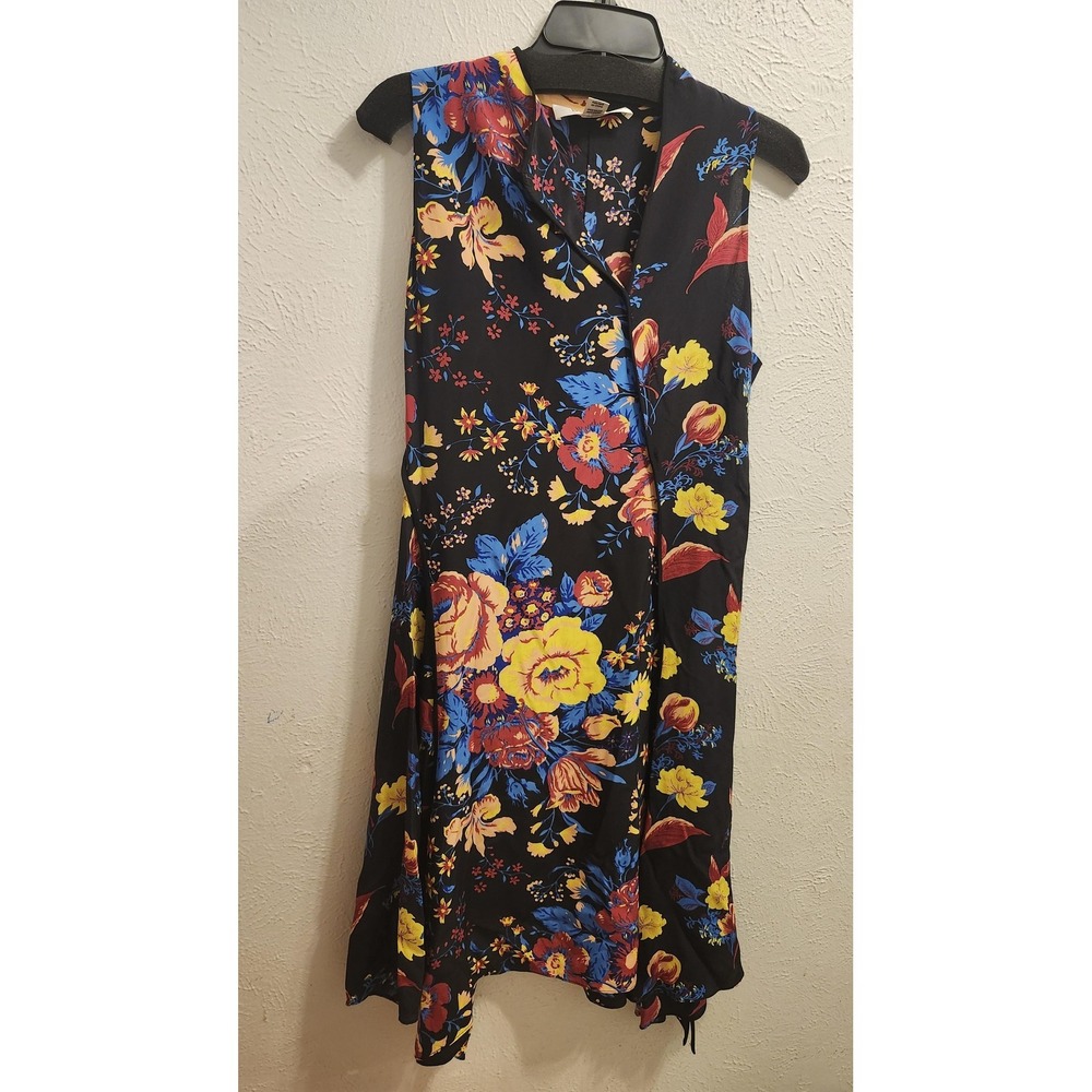 Diane von Furstenberg Silk‎ Dress Womens 10 Amazing Black Floral Party Couture